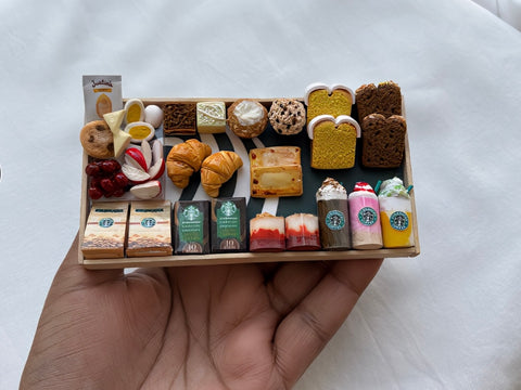 Miniature Starbucks Breakfast Tray – Handmade Clay Art
