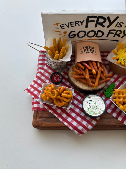 Miniature Loaded Fries Platter – Handmade Clay Food Art | “Every Fry is a Good Fry”