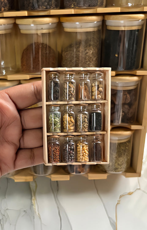 Elegant Wooden Spice Rack with Glass Jar