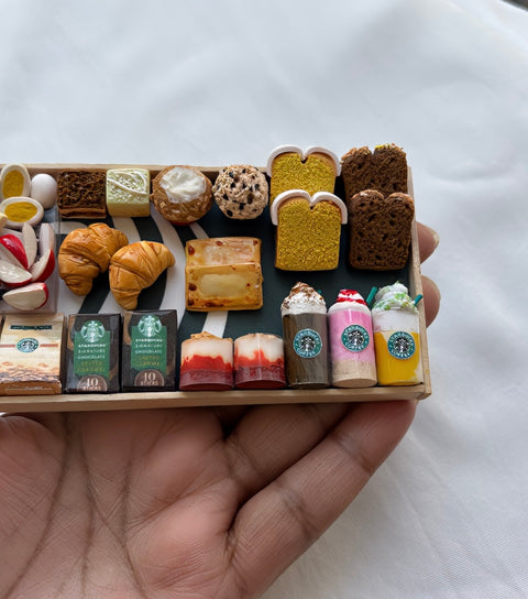 Miniature Starbucks Breakfast Tray – Handmade Clay Art