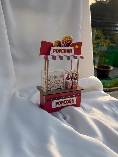 Mini Popcorn Cart – Handcrafted Miniature Decor