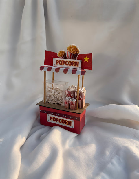 Mini Popcorn Cart – Handcrafted Miniature Decor