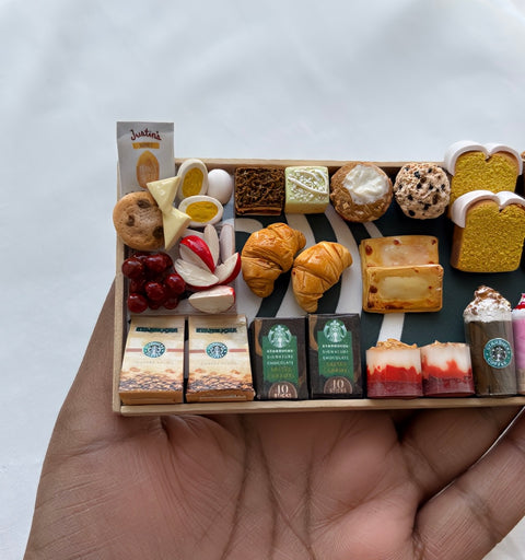 Miniature Starbucks Breakfast Tray – Handmade Clay Art