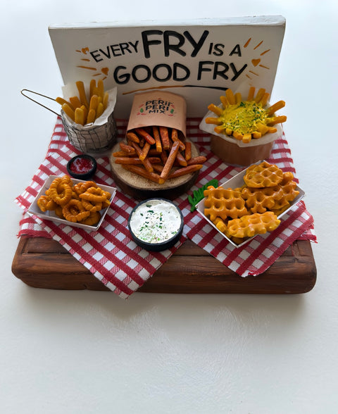 Miniature Loaded Fries Platter – Handmade Clay Food Art | “Every Fry is a Good Fry”