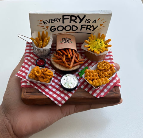 Miniature Loaded Fries Platter – Handmade Clay Food Art | “Every Fry is a Good Fry”