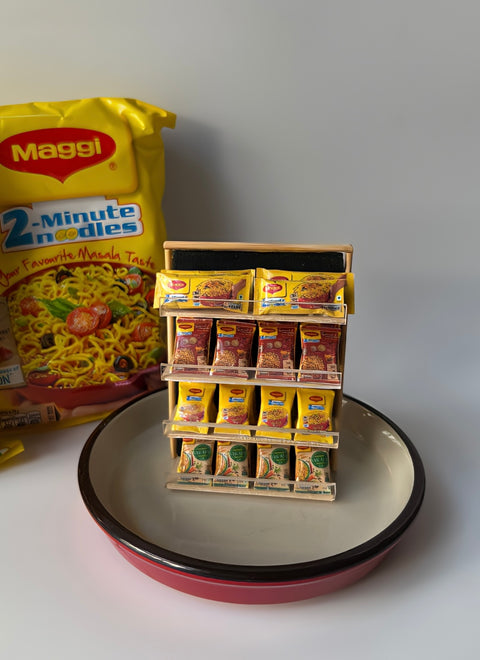 Miniature Maggi Shelf - Tiny Grocery Store Display