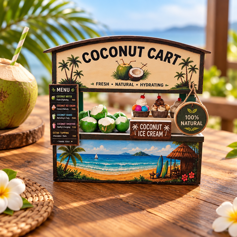 🥥 Miniature Coconut Cart | Handmade Tropical Delight 🌴