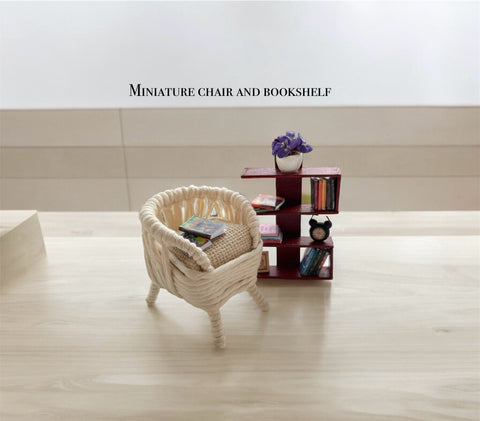 Miniature Chair and Bookshelf - Combo